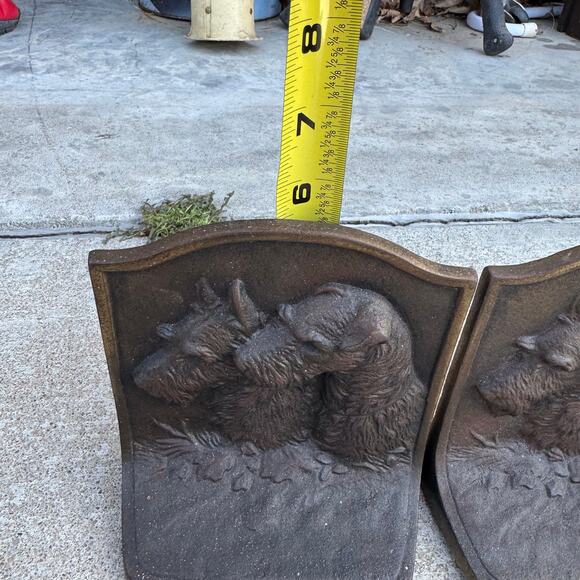 Set of 2 Vintage Hubley Cast Iron Scotty & Terrier Friends Bookends Airedale - Picture 3 of 4